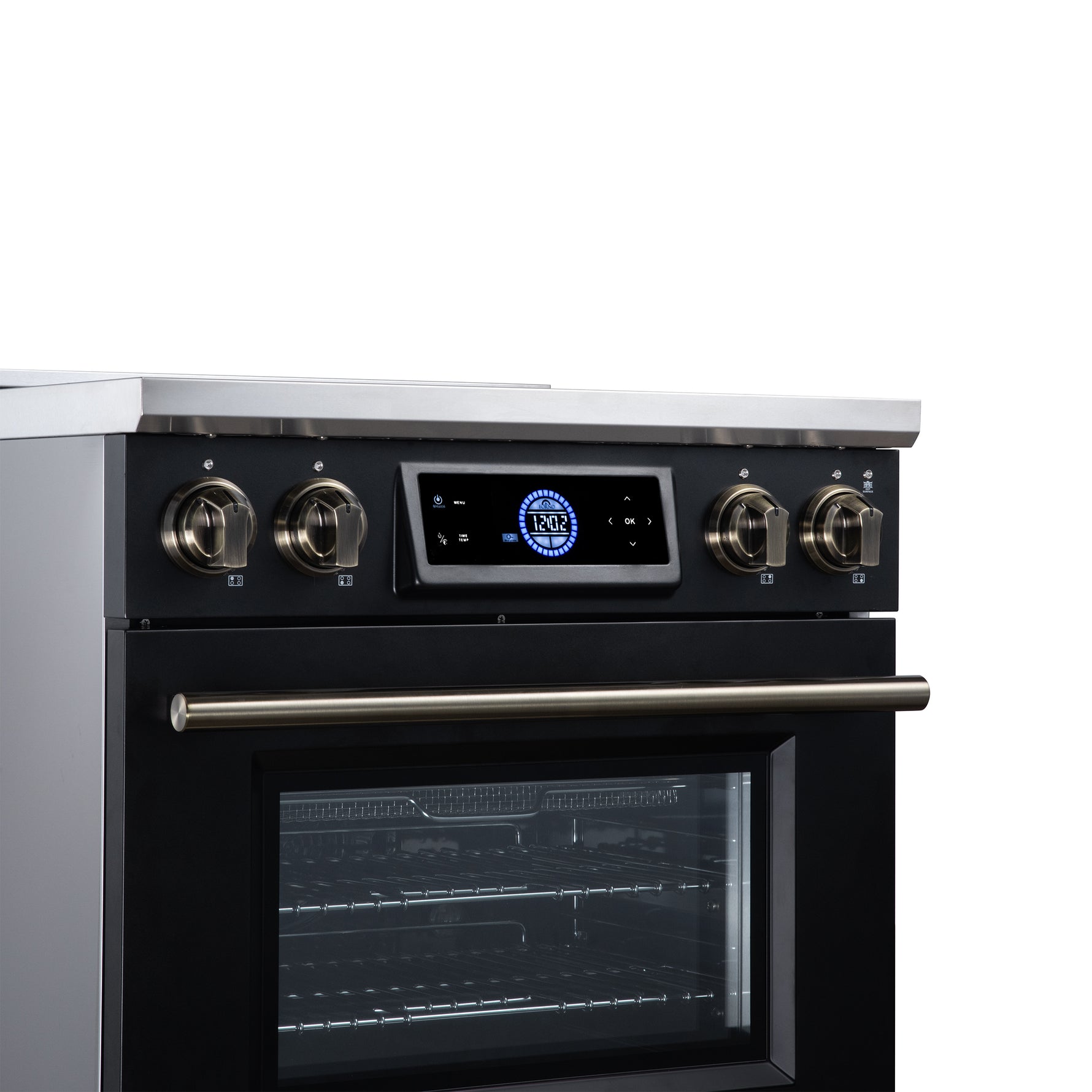 Maximus 30 Inch Induction Range, 8,800 Total Cooktop, 4.32 cf. True Convection Oven, Air Fryer, Air Sous Vide, Black
