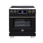 Maximus 30 Inch Induction Range, 8,800 Total Cooktop, 4.32 cf. True Convection Oven, Air Fryer, Air Sous Vide, Black
