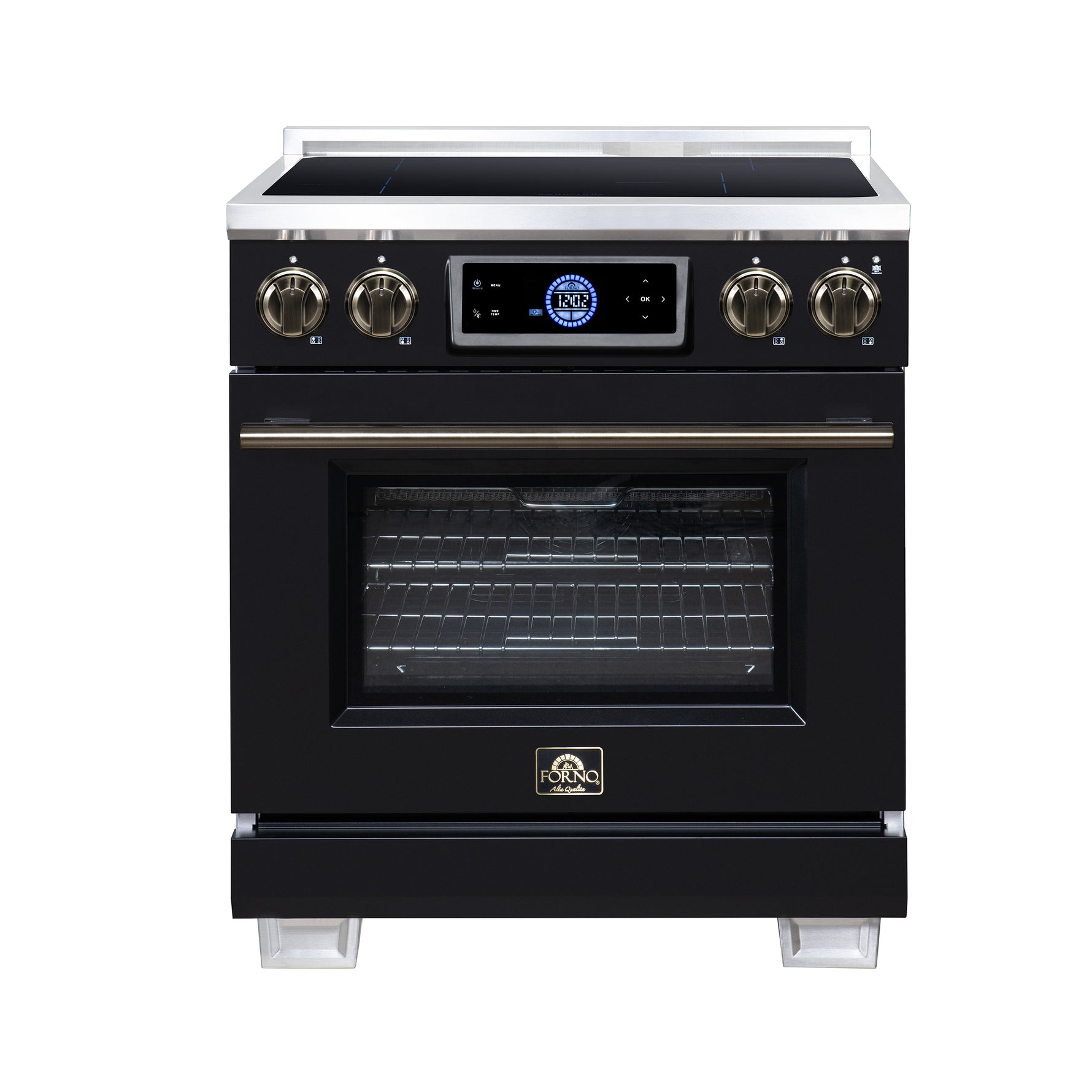 Maximus 30 Inch Induction Range, 8,800 Total Cooktop, 4.32 cf. True Convection Oven, Air Fryer, Air Sous Vide, Black