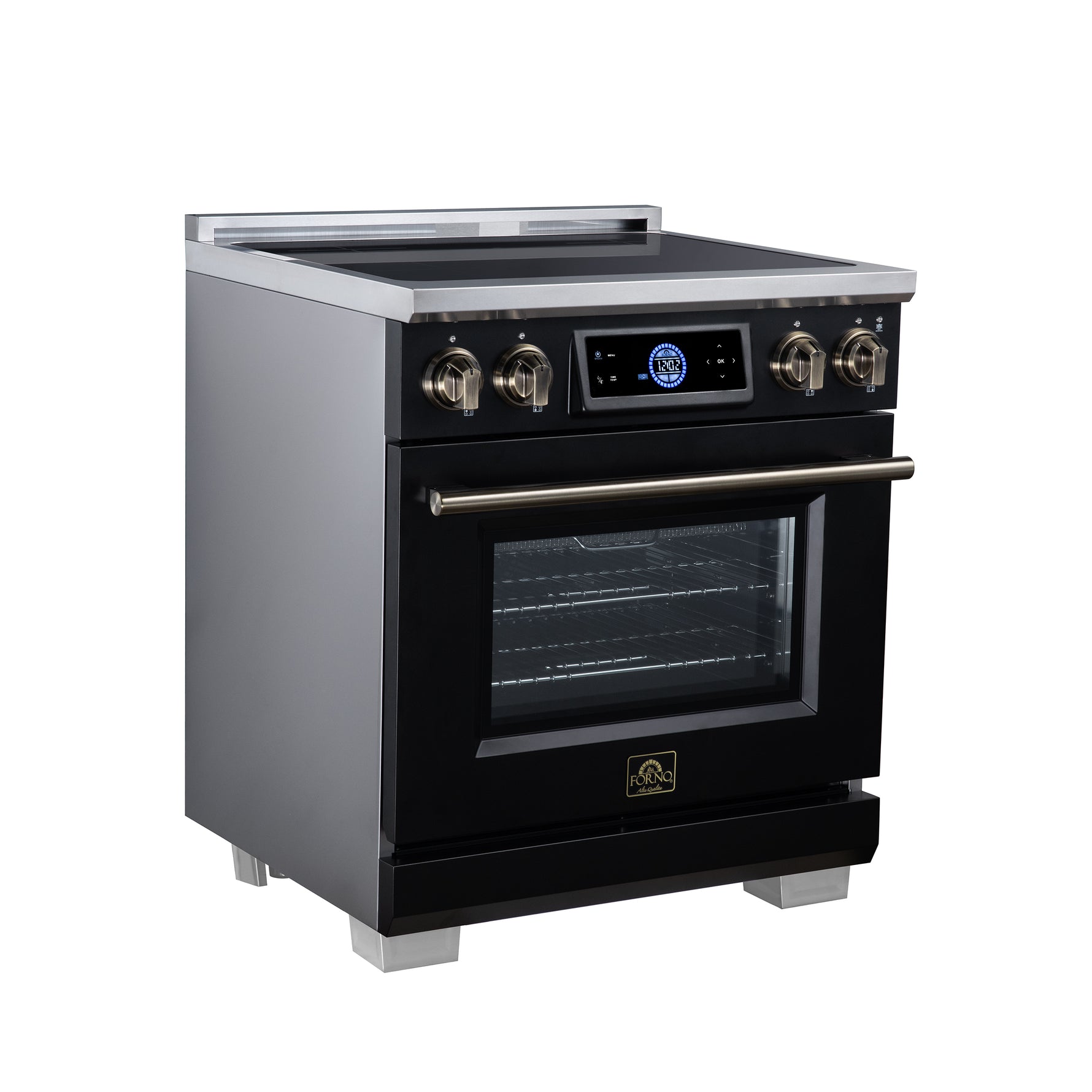 Maximus 30 Inch Induction Range, 8,800 Total Cooktop, 4.32 cf. True Convection Oven, Air Fryer, Air Sous Vide, Black