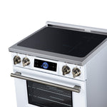 Maximus 30 Inch Induction Range, 8,800 Total Cooktop, 4.32 cf. True Convection Oven, Air Fryer, Air Sous Vide, White