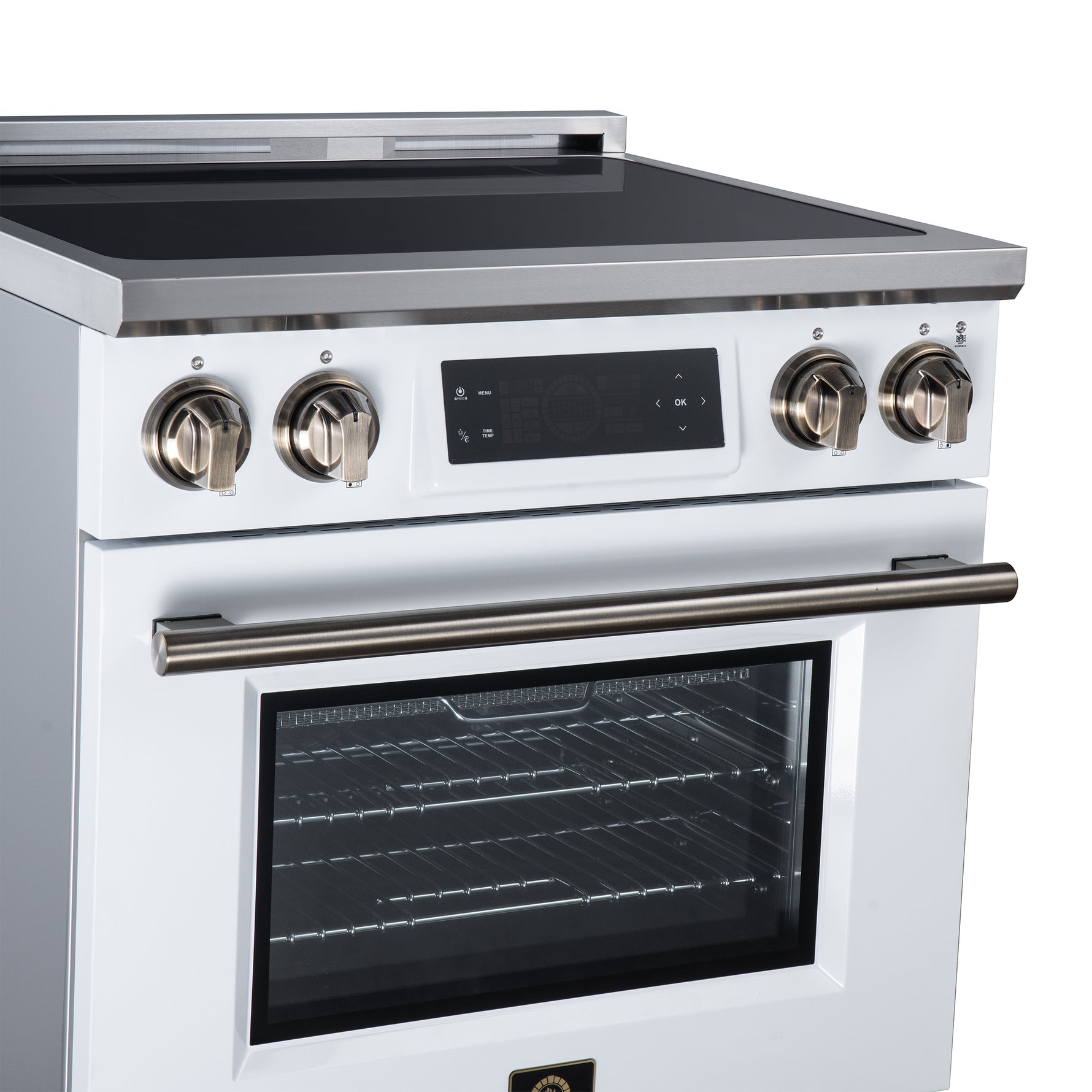 Maximus 30 Inch Induction Range, 8,800 Total Cooktop, 4.32 cf. True Convection Oven, Air Fryer, Air Sous Vide, White