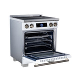 Maximus 30 Inch Induction Range, 8,800 Total Cooktop, 4.32 cf. True Convection Oven, Air Fryer, Air Sous Vide, White