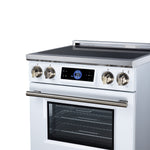 Maximus 30 Inch Induction Range, 8,800 Total Cooktop, 4.32 cf. True Convection Oven, Air Fryer, Air Sous Vide, White