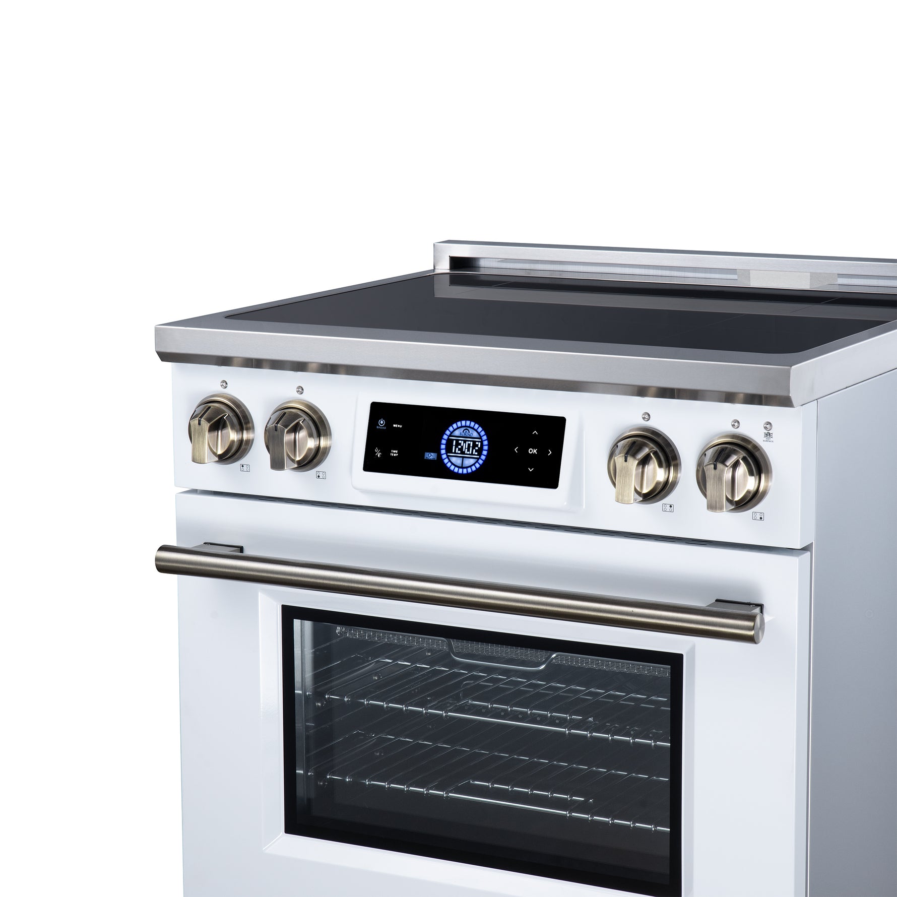 Maximus 30 Inch Induction Range, 8,800 Total Cooktop, 4.32 cf. True Convection Oven, Air Fryer, Air Sous Vide, White
