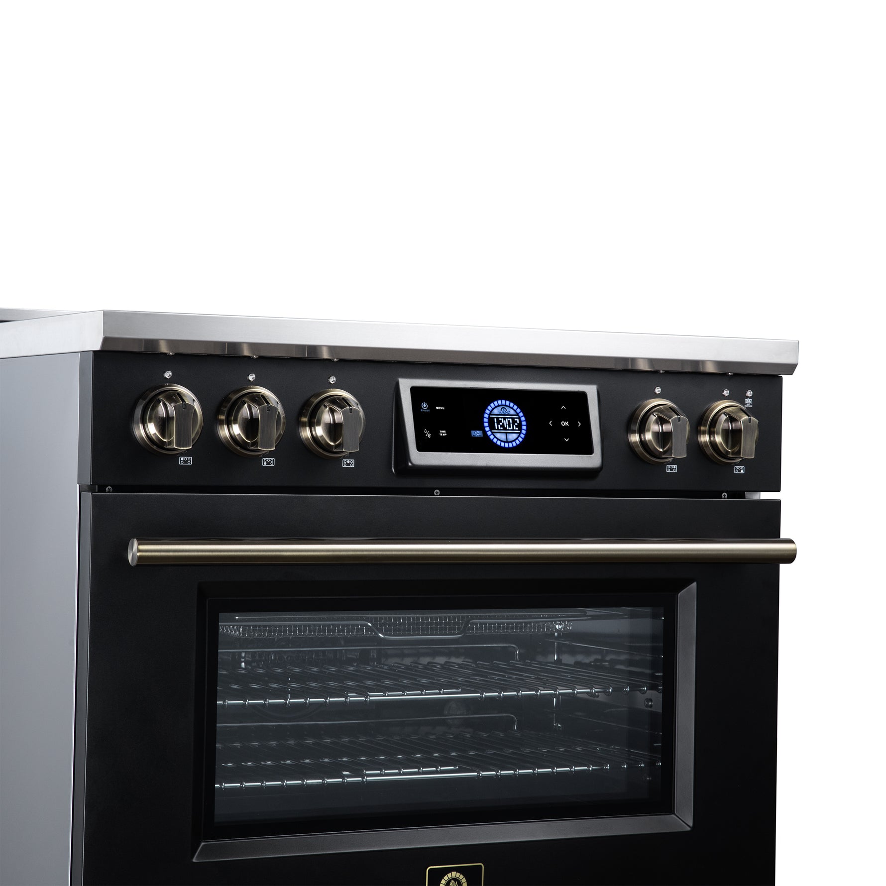 Maximus 36 Inch Induction Range, 10,900 Total Cooktop, 5.36 cf. True Convection Oven, Air Fryer, Air Sous Vide, Black