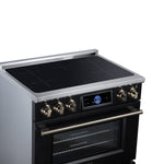 Maximus 36 Inch Induction Range, 10,900 Total Cooktop, 5.36 cf. True Convection Oven, Air Fryer, Air Sous Vide, Black