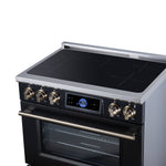 Maximus 36 Inch Induction Range, 10,900 Total Cooktop, 5.36 cf. True Convection Oven, Air Fryer, Air Sous Vide, Black