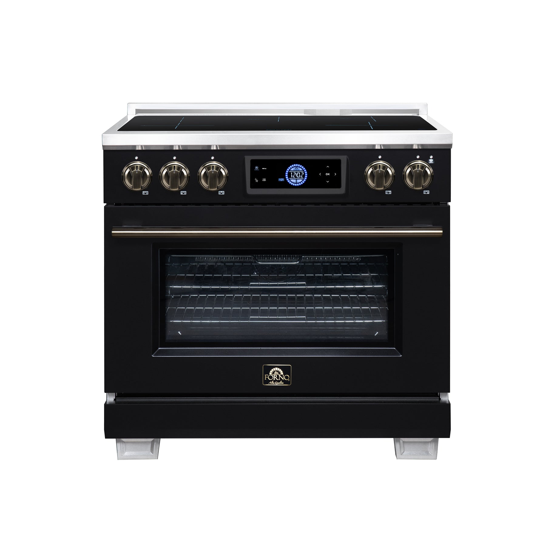 Maximus 36 Inch Induction Range, 10,900 Total Cooktop, 5.36 cf. True Convection Oven, Air Fryer, Air Sous Vide, Black
