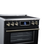 Maximus 36 Inch Induction Range, 10,900 Total Cooktop, 5.36 cf. True Convection Oven, Air Fryer, Air Sous Vide, Black