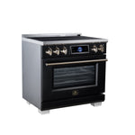 Maximus 36 Inch Induction Range, 10,900 Total Cooktop, 5.36 cf. True Convection Oven, Air Fryer, Air Sous Vide, Black