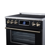 Maximus 36 Inch Induction Range, 10,900 Total Cooktop, 5.36 cf. True Convection Oven, Air Fryer, Air Sous Vide, Black