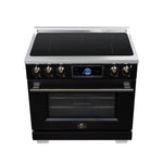 Maximus 36 Inch Induction Range, 10,900 Total Cooktop, 5.36 cf. True Convection Oven, Air Fryer, Air Sous Vide, Black