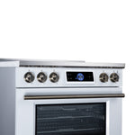 Maximus 36 Inch Induction Range, 10,900 Total Cooktop, 5.36 cf. True Convection Oven, Air Fryer, Air Sous Vide, White