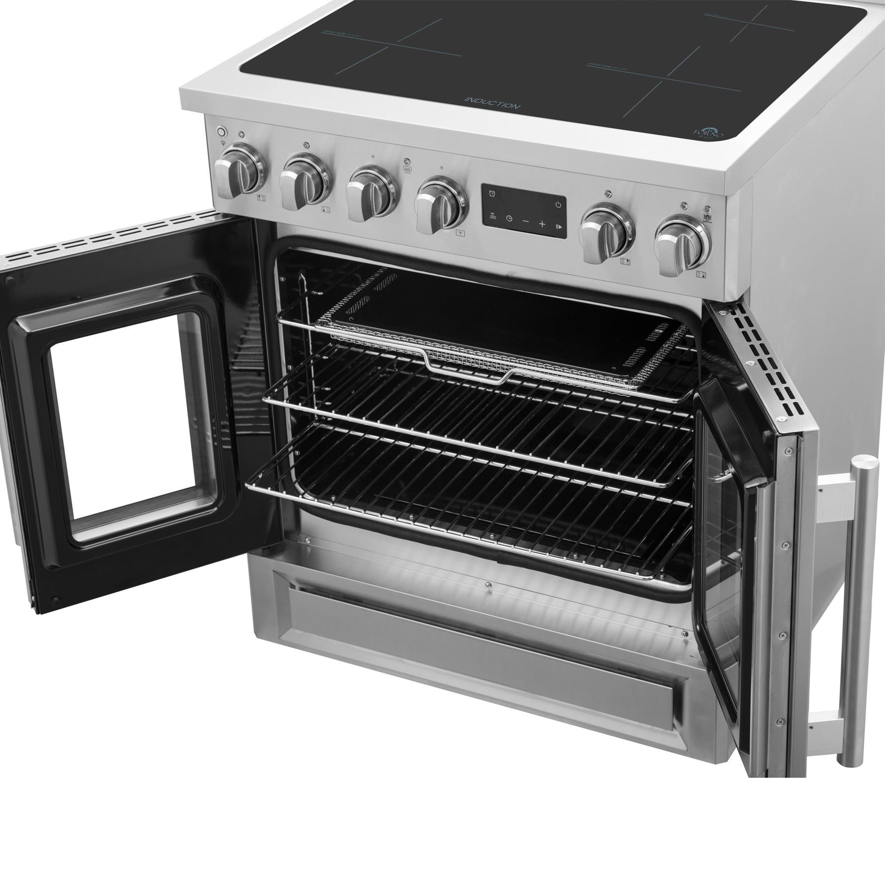 Forno Torino 30 Inch French Door Induction Range with Air Fryer and True Convection Oven - BonPrix Électroménagers