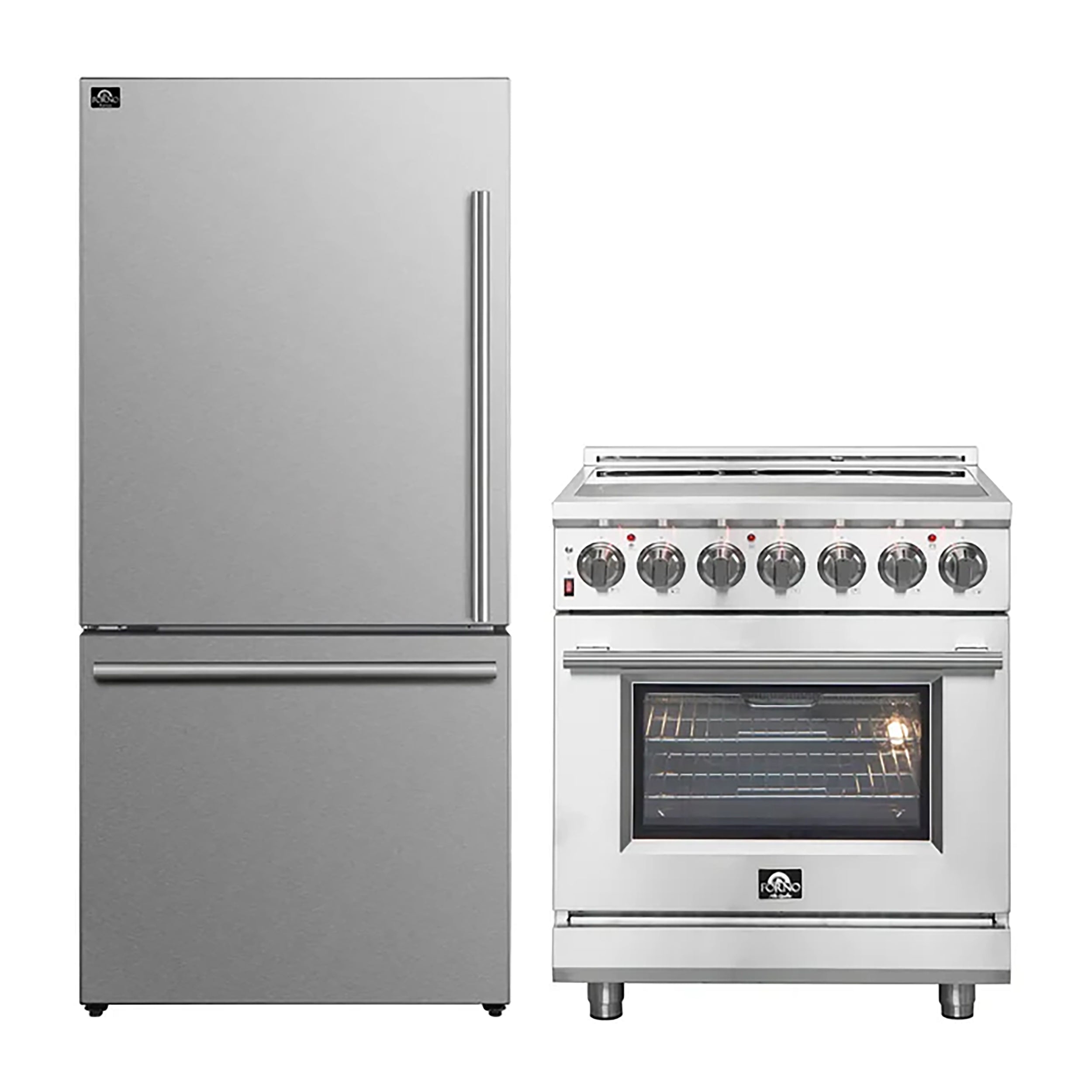 FORNO 2-Piece SS Kitchen Bundle - 30" Electric Range and 31" Bottom Freezer Refrigerator - BonPrix Électroménagers