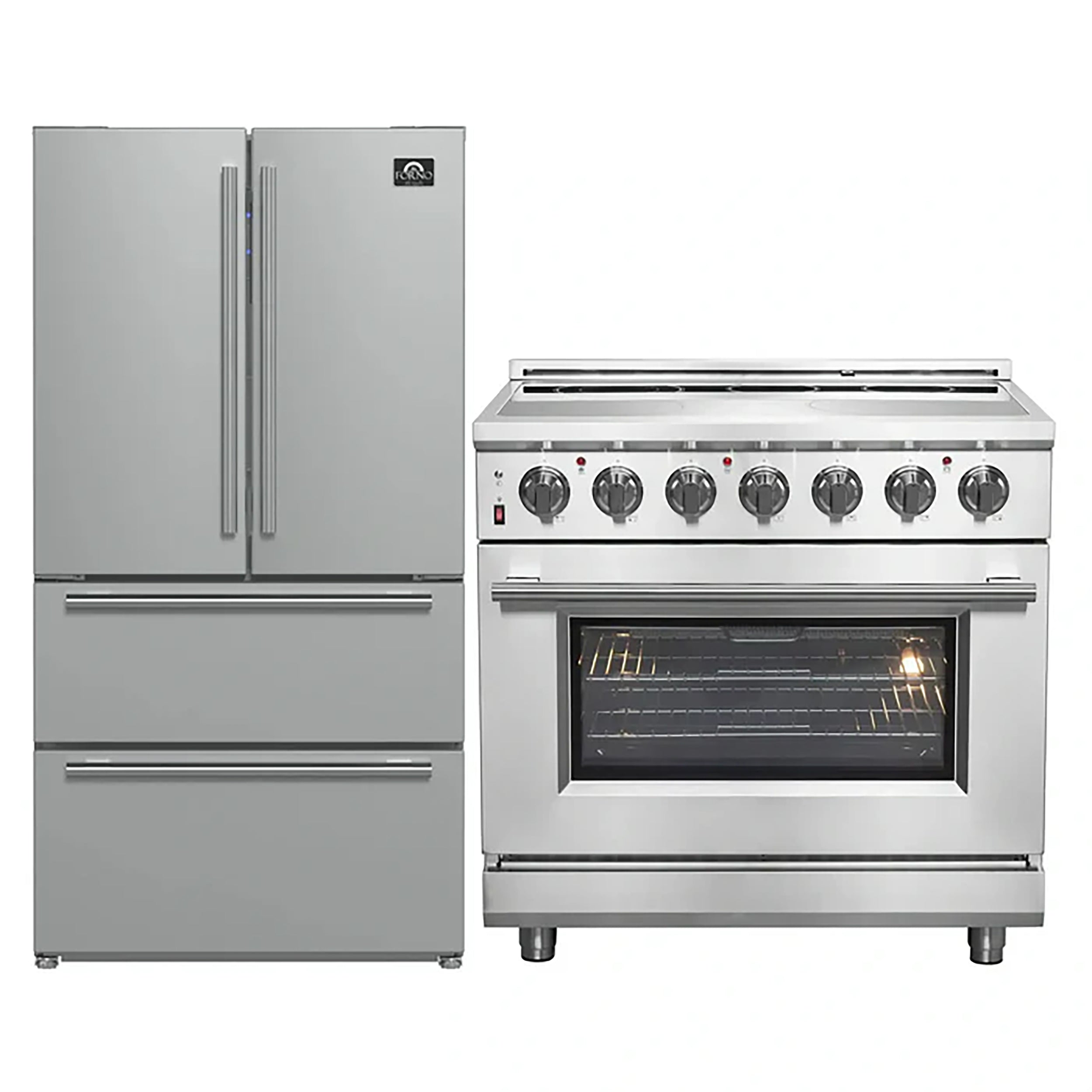 FORNO 2-Piece SS Kitchen Bundle - 36" Electric Range and 36" Bottom Freezer Refrigerator - BonPrix Électroménagers