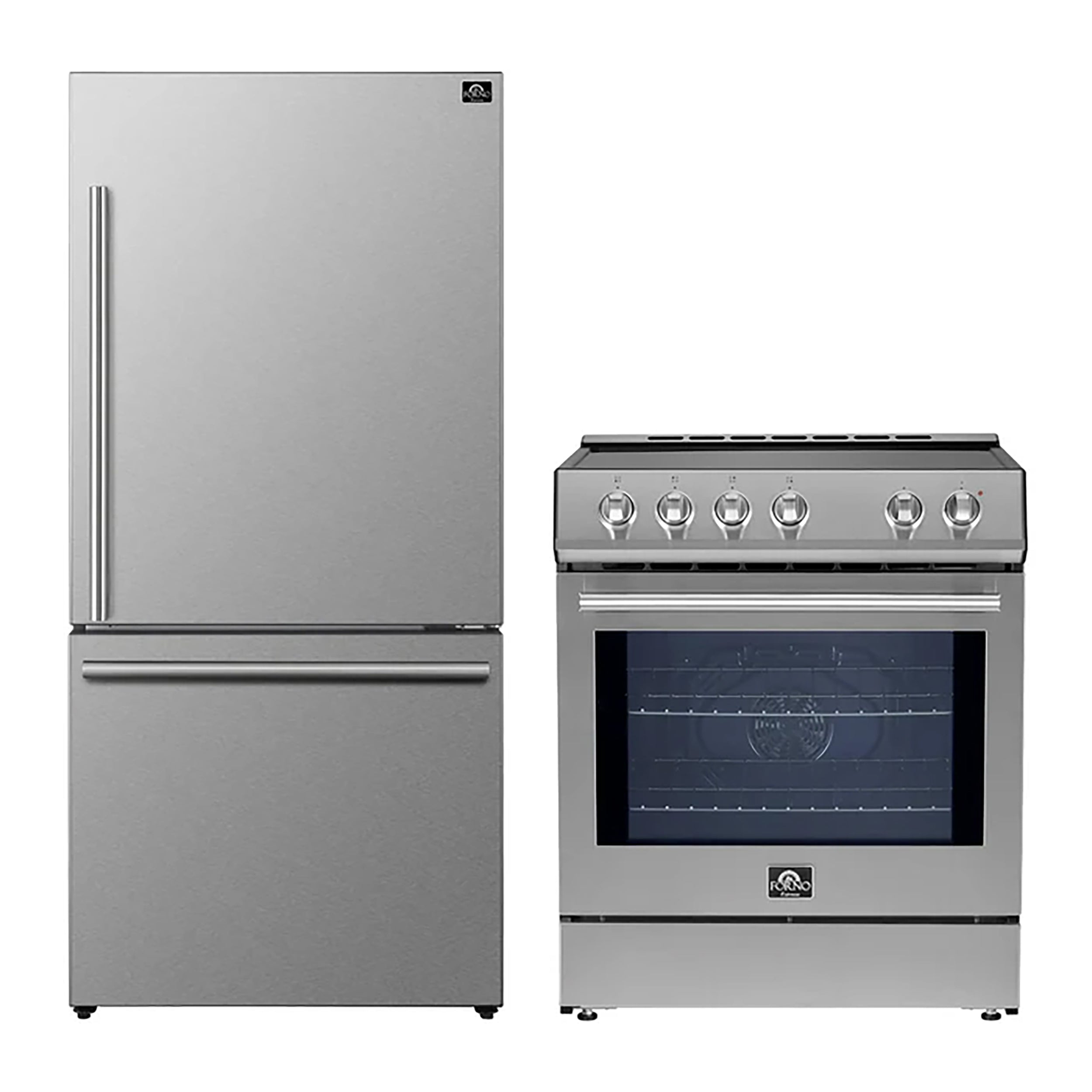 FORNO 2-Piece SS Kitchen Bundle - 30" Induction Range and 31" Bottom Freezer Refrigerator - BonPrix Électroménagers