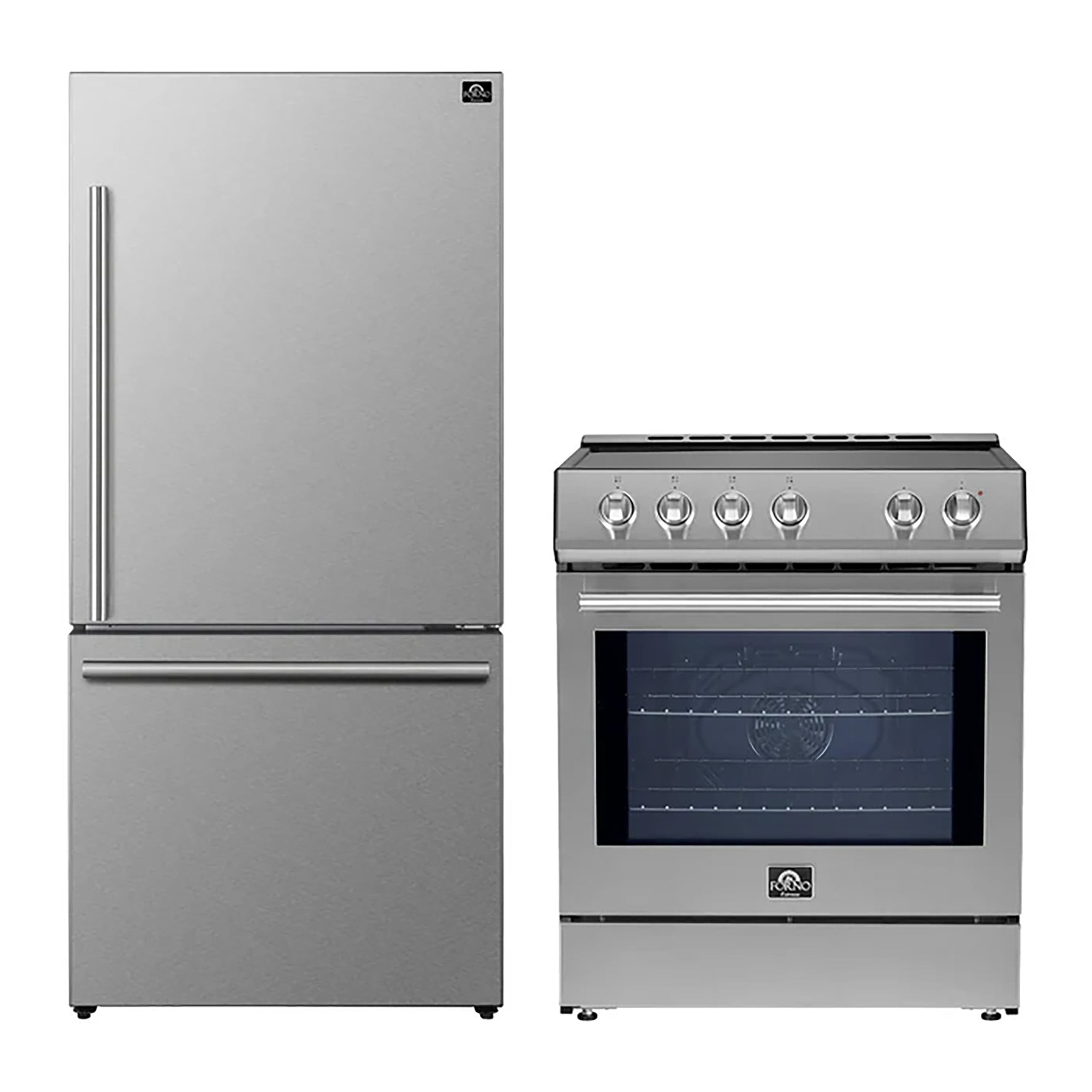 FORNO 2-Piece SS Kitchen Bundle - 30" Induction Range and 31" Bottom Freezer Refrigerator - BonPrix Électroménagers