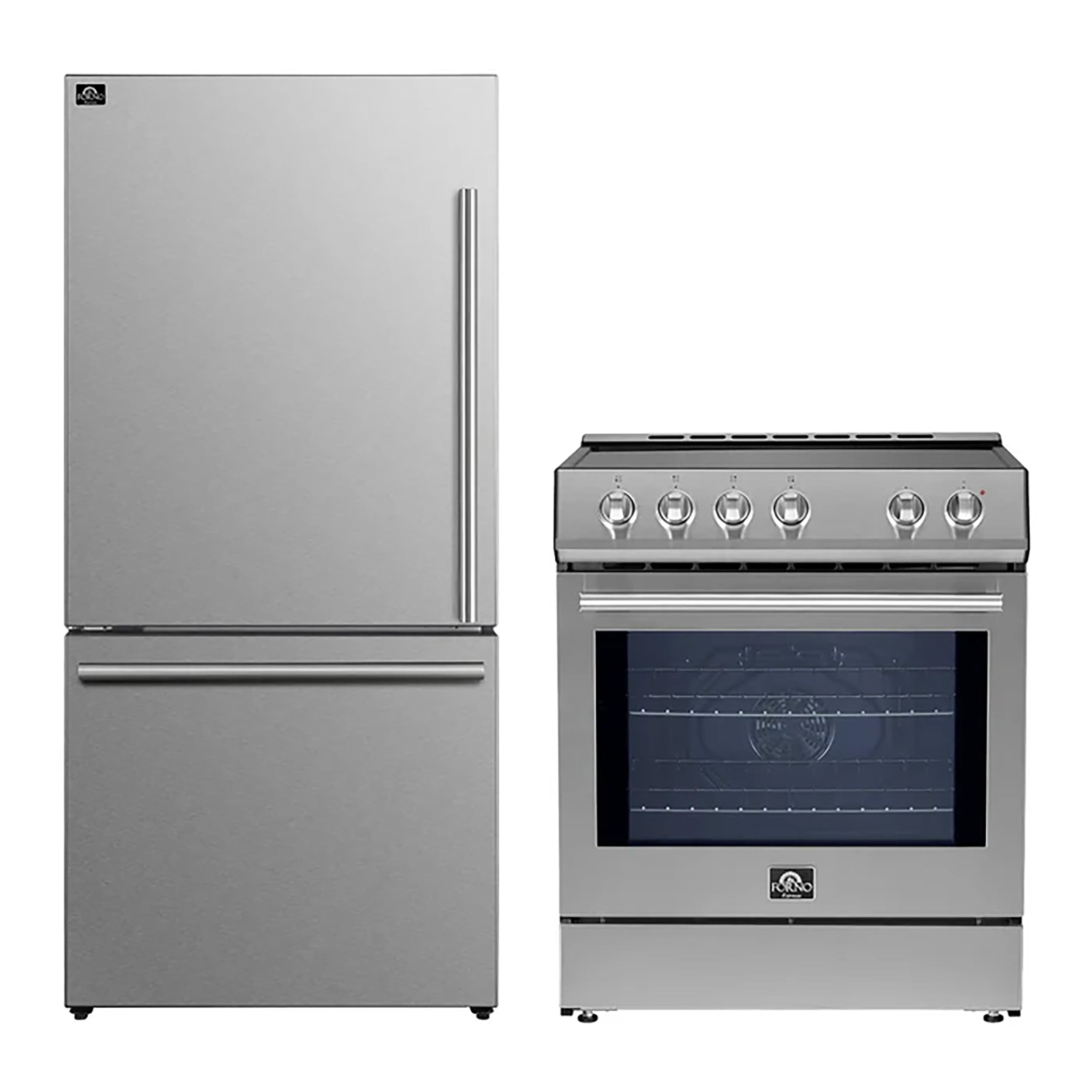 FORNO 2-Piece SS Kitchen Bundle - 30" Induction Range and 31" Bottom Freezer Refrigerator - BonPrix Électroménagers