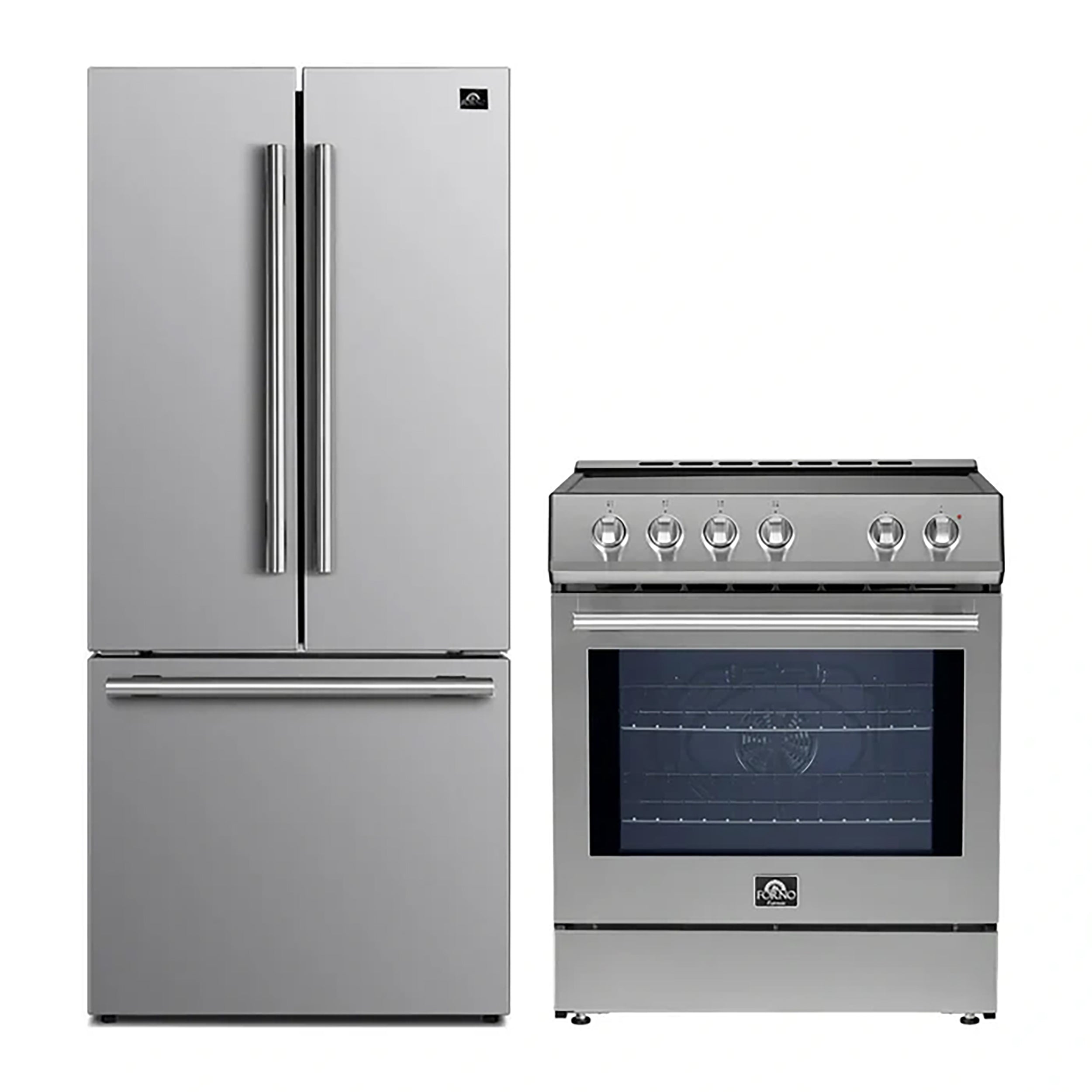 FORNO 2-Piece SS Kitchen Bundle - 30" Induction Range and 31" Bottom Freezer Refrigerator - BonPrix Électroménagers