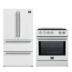 FORNO 2-Piece White Kitchen Bundle - 30" Induction Range and 36" Bottom Freezer Refrigerator - BonPrix Électroménagers