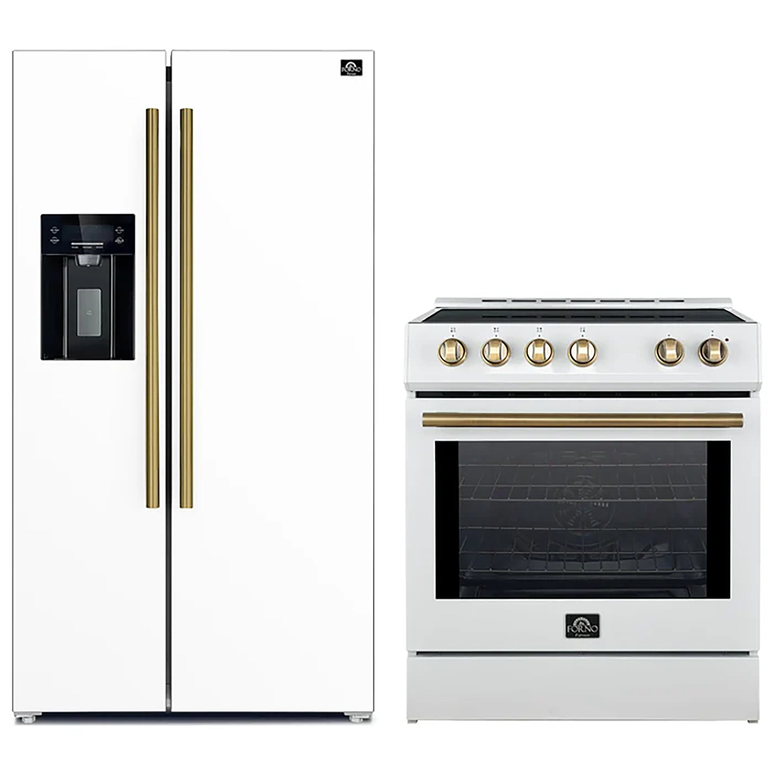 FORNO 2-Piece White Kitchen Bundle - 30" Induction Range and 36" Bottom Freezer Refrigerator - BonPrix Électroménagers
