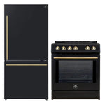 FORNO 2-Piece Black Kitchen Bundle - 30" Induction Range and 31" Bottom Freezer Refrigerator - BonPrix Électroménagers