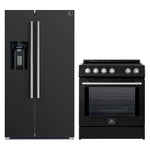 FORNO 2-Piece Black Kitchen Bundle - 30" Induction Range and 36" Bottom Freezer Refrigerator - BonPrix Électroménagers