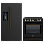 FORNO 2-Piece Black Kitchen Bundle - 30" Induction Range and 36" Bottom Freezer Refrigerator - BonPrix Électroménagers