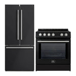 FORNO 2-Piece Black Kitchen Bundle - 30" Induction Range and 31" Bottom Freezer Refrigerator - BonPrix Électroménagers