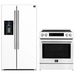 FORNO 2-Piece White Kitchen Bundle - 30" Induction Range and 36" Bottom Freezer Refrigerator - BonPrix Électroménagers