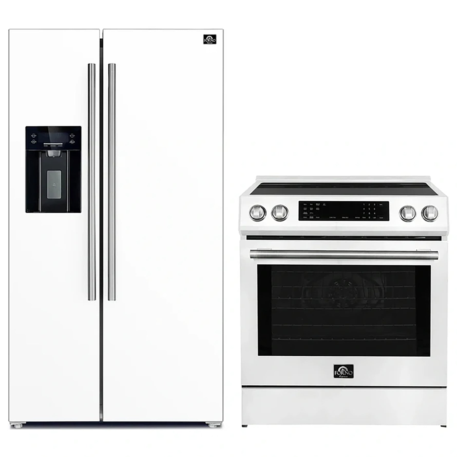 FORNO 2-Piece White Kitchen Bundle - 30" Induction Range and 36" Bottom Freezer Refrigerator - BonPrix Électroménagers