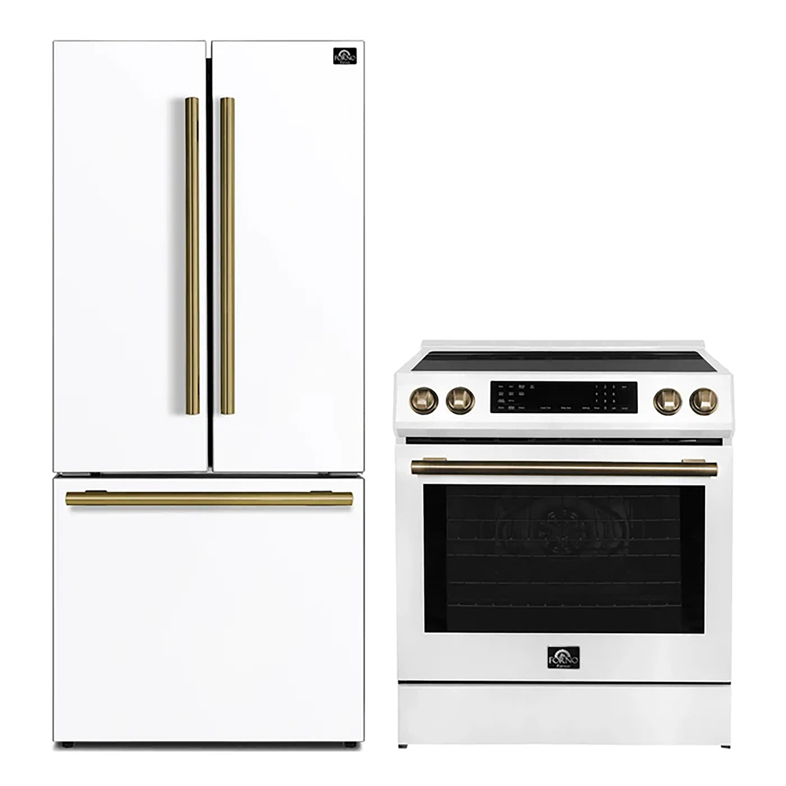 FORNO 2-Piece White Kitchen Bundle - 30" Induction Range and 31" Bottom Freezer Refrigerator - BonPrix Électroménagers