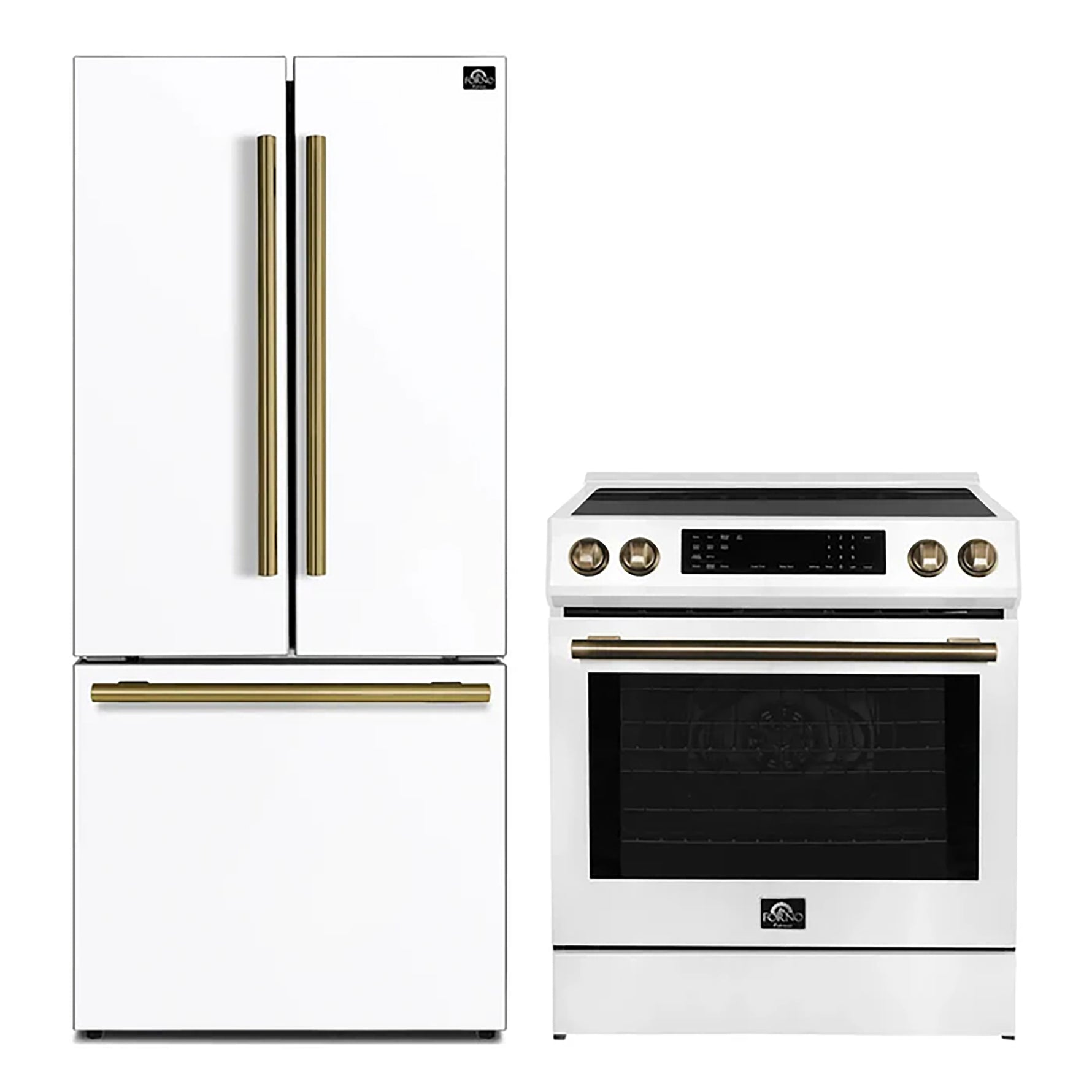FORNO 2-Piece White Kitchen Bundle - 30" Induction Range and 31" Bottom Freezer Refrigerator - BonPrix Électroménagers