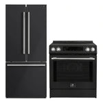 FORNO 2-Piece Black Kitchen Bundle - 30" Induction Range and 31" Bottom Freezer Refrigerator - BonPrix Électroménagers