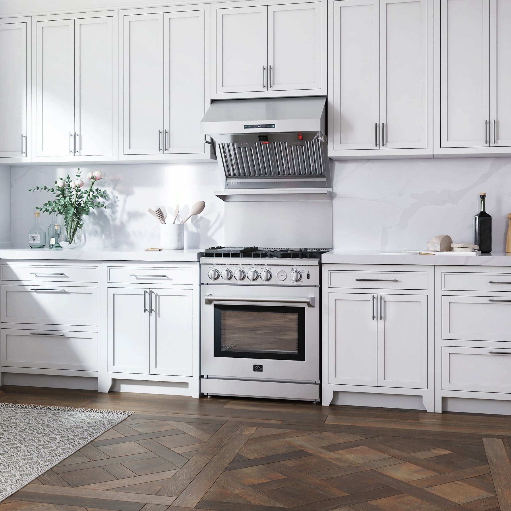 Forno Savona 30-Inch Wall Mount Range Hood, Baffle Filters, Backsplash Included - BonPrix Électroménagers