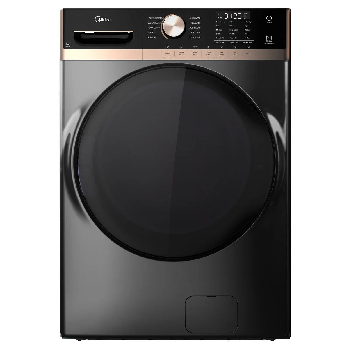 MLHW52S6BGG - WASHERS - Midea - Front Loading - Metallic Grey - Open Box - BonPrix Électroménagers