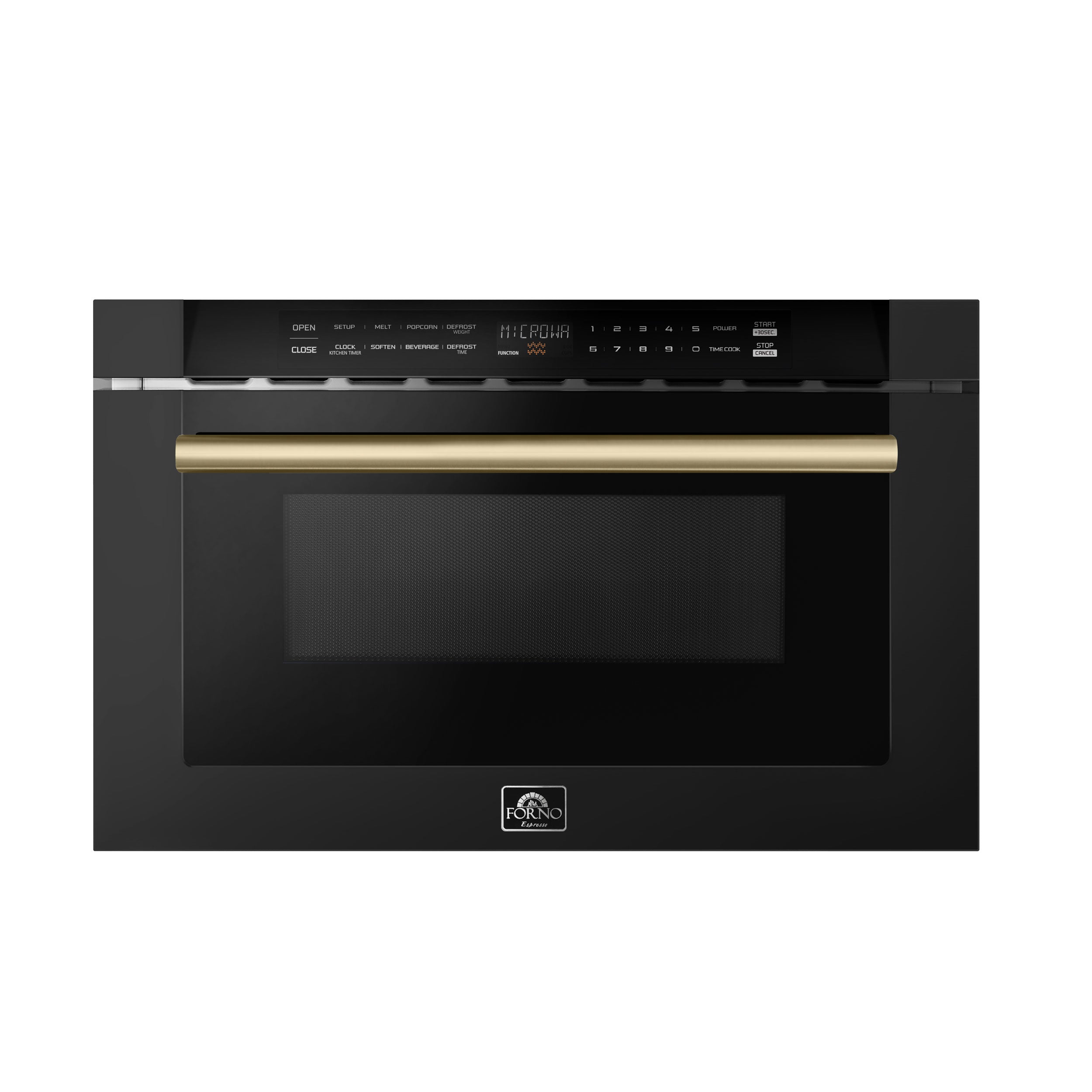 Forno Capoliveri Espresso 24-Inch Microwave Drawer, Black, 1.2 cu.ft, 1500 Watts, Built-In, Touch Control LCD Display, Auto-Touch Open/Close, 11 Power Levels, Sensor Cooking - BonPrix Électroménagers