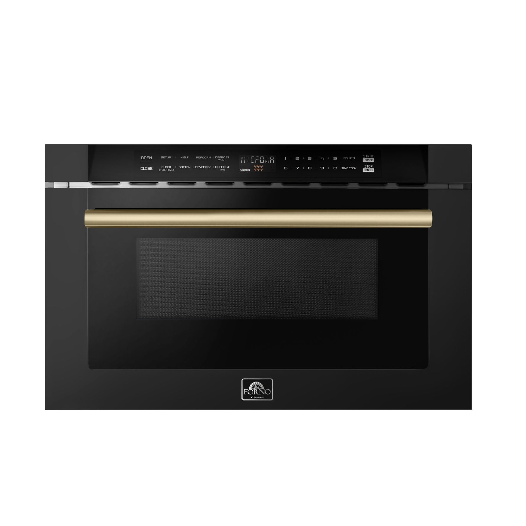 Forno Capoliveri Espresso 24-Inch Microwave Drawer, Black, 1.2 cu.ft, 1500 Watts, Built-In, Touch Control LCD Display, Auto-Touch Open/Close, 11 Power Levels, Sensor Cooking - BonPrix Électroménagers