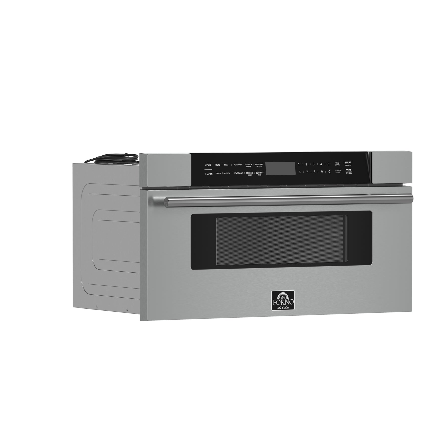 Forno Capoliveri 30-Inch Microwave Drawer, Stainless Steel, 1.2 cu.ft, 1500 Watts, Built-In, Touch Control LCD Display, Auto-Touch Open/Close, 11 Power Levels, Sensor Cooking - BonPrix Électroménagers
