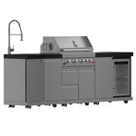 FORNO Bulnes 30-Inch BBQ, 60,000 BTU, 3 Burners with Sear & Rotisserie Infrared Burners, Stainless Steel Outdoor Kitchen with 1.8 cu.ft. Beverage Center & Black Granite Countertops - BonPrix Électroménagers