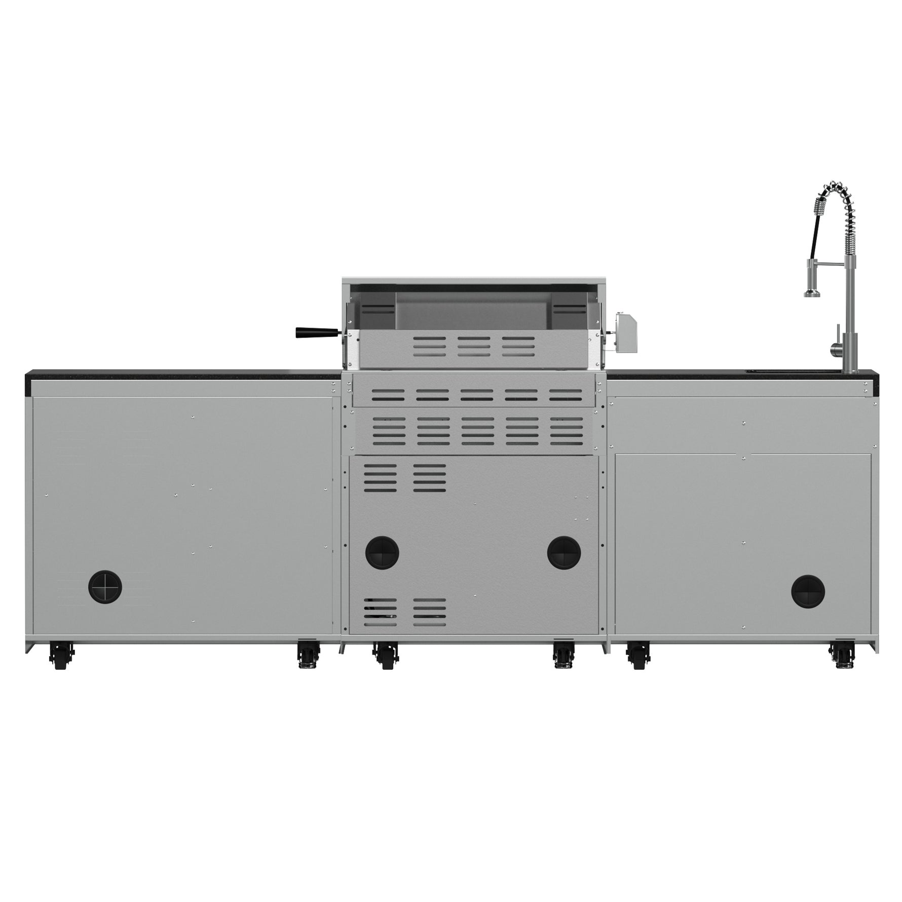 FORNO Bulnes 30-Inch BBQ, 60,000 BTU, 3 Burners with Sear & Rotisserie Infrared Burners, Stainless Steel Outdoor Kitchen with 1.8 cu.ft. Beverage Center & Black Granite Countertops - BonPrix Électroménagers