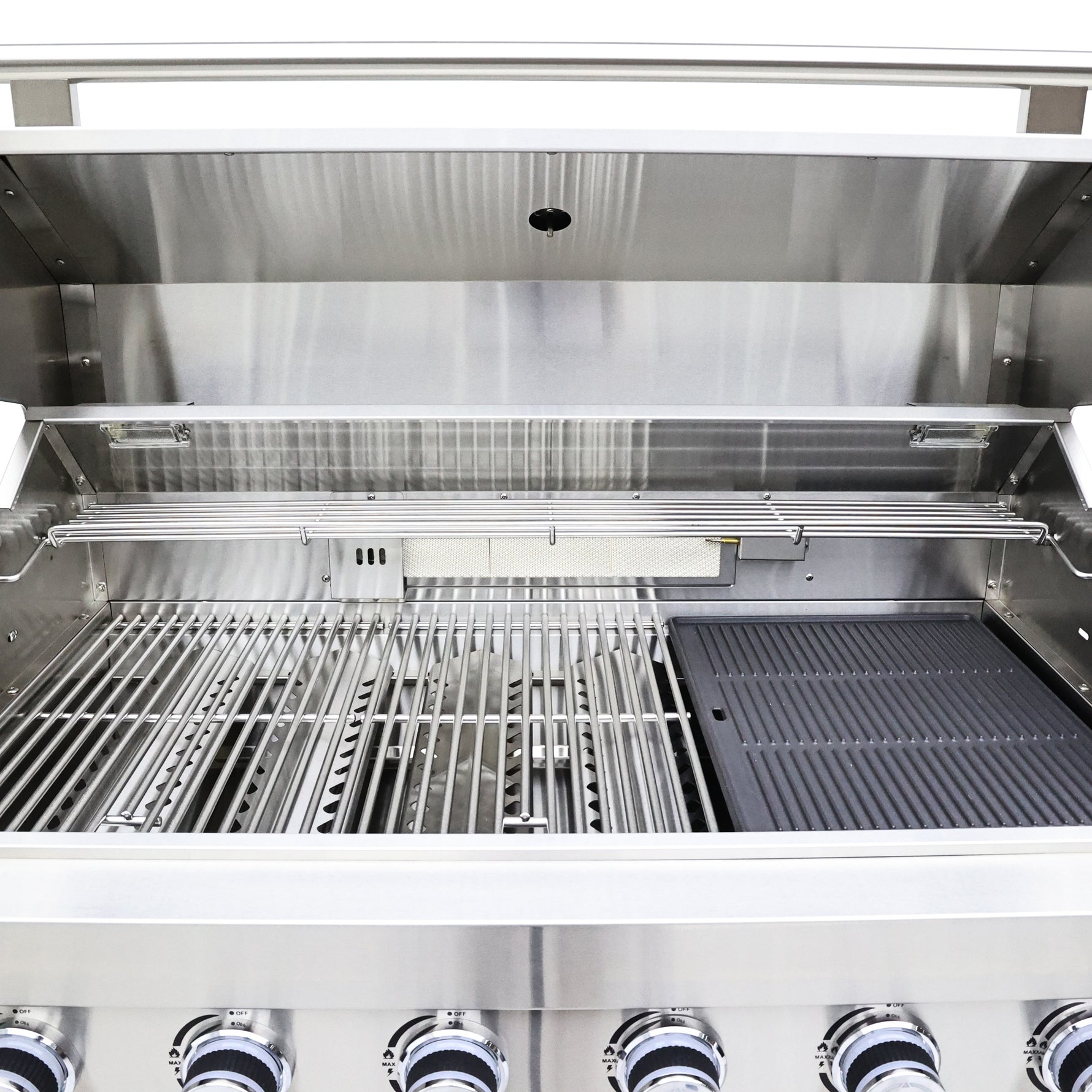 FORNO Bulnes 40-Inch BBQ, 95,000 BTU, 5 Burners, Sear & Rotisserie Infrared with Side Burner, Stainless Steel Outdoor Kitchen with 1.8 cu.ft. Beverage Center & Black Granite Countertops - BonPrix Électroménagers