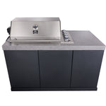 Forno Rimini Outdoor Kitchen 30" BBQ 62,600 BTU, 3 Burners with Sear & Rotisserie, 2.4 cu.ft. Beverage Center, Stainless Steel Sink, Black Cabinets & Gray Sintered Stone Countertop - BonPrix Électroménagers