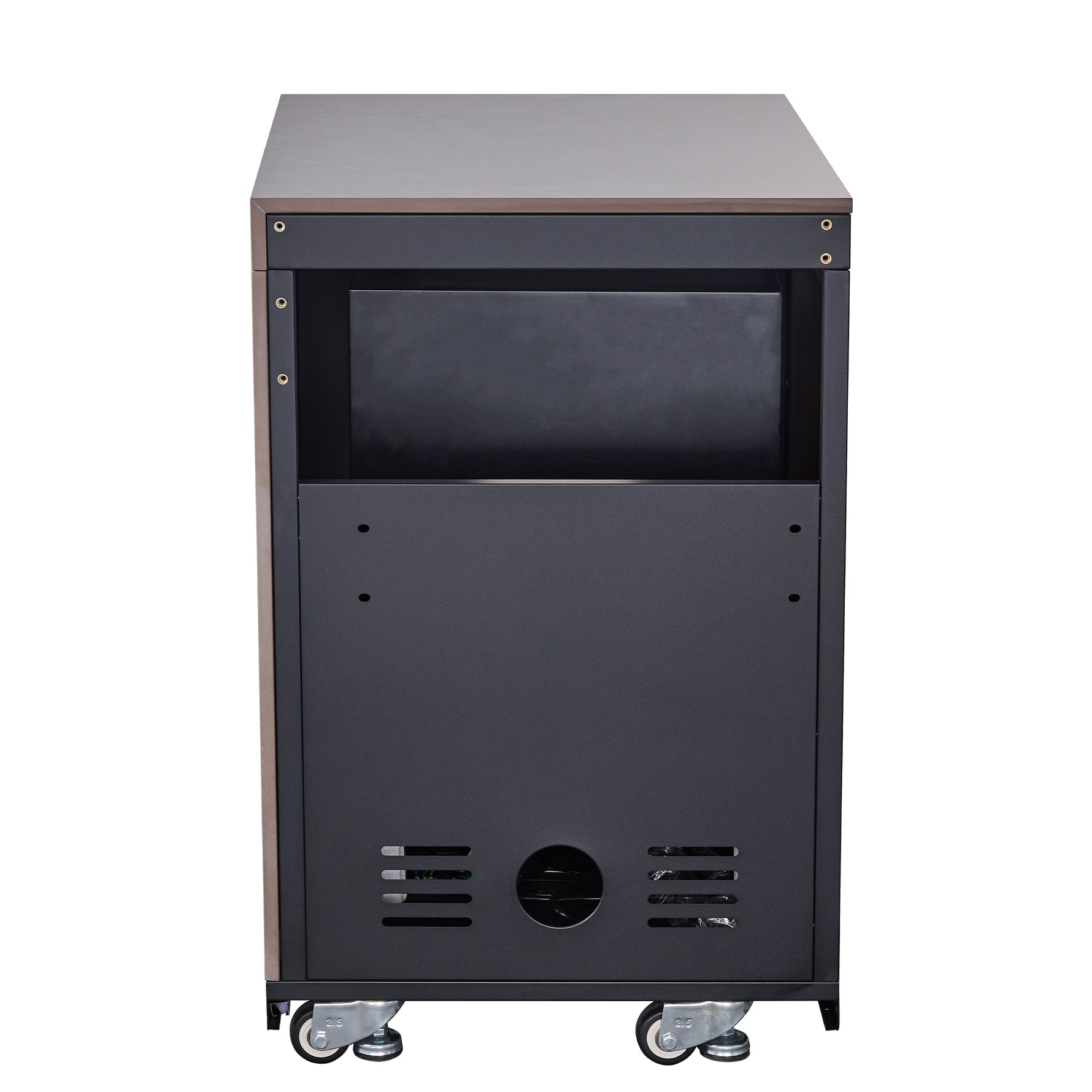 Forno Rimini Outdoor Kitchen 30" BBQ 62,600 BTU, 3 Burners with Sear & Rotisserie, 2.4 cu.ft. Beverage Center, Stainless Steel Sink, Black Cabinets & Gray Sintered Stone Countertop - BonPrix Électroménagers