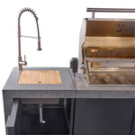 Forno Rimini Outdoor Kitchen 30" BBQ 62,600 BTU, 3 Burners with Sear & Rotisserie, 2.4 cu.ft. Beverage Center, Stainless Steel Sink, Black Cabinets & Gray Sintered Stone Countertop - BonPrix Électroménagers