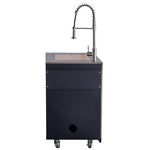 Forno Rimini Outdoor Kitchen 30" BBQ 62,600 BTU, 3 Burners with Sear & Rotisserie, 2.4 cu.ft. Beverage Center, Stainless Steel Sink, Black Cabinets & Gray Sintered Stone Countertop - BonPrix Électroménagers