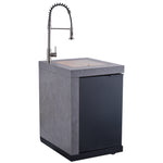 Forno Rimini Outdoor Kitchen 30" BBQ 62,600 BTU, 3 Burners with Sear & Rotisserie, 2.4 cu.ft. Beverage Center, Stainless Steel Sink, Black Cabinets & Gray Sintered Stone Countertop - BonPrix Électroménagers