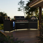 Forno All’Aperto 87,600 BTU Outdoor Kitchen, 4 Burners, Infrared Burners, Side Burner, Black Sintered Stone Countertops, Gas Pizza Oven, Sink Module, Bar & Beverage Center - BonPrix Électroménagers